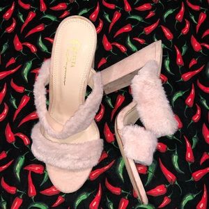 Pink fur Olivia ferragamo heels